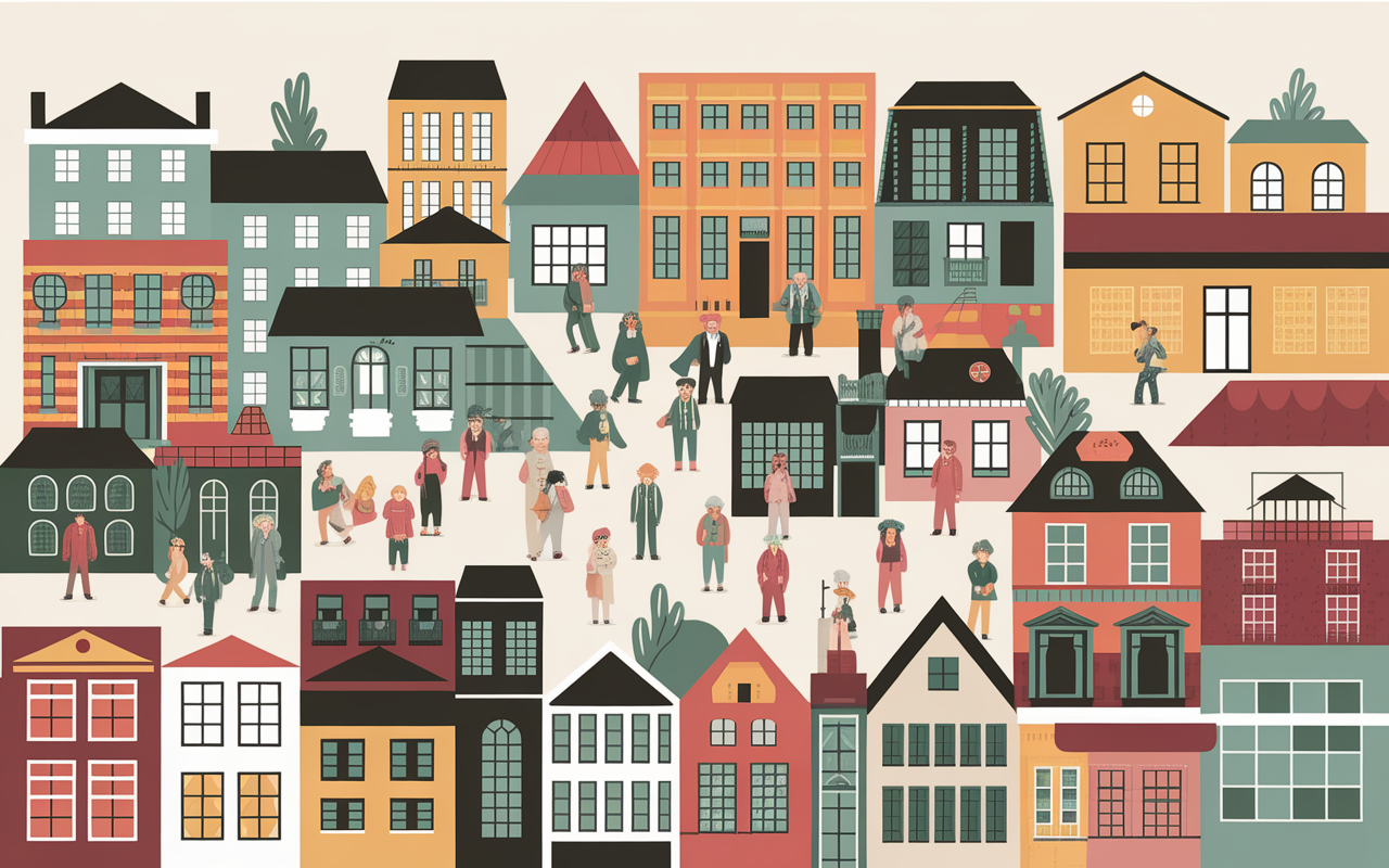 Illustration grande ville Chili quartiers flux urbains