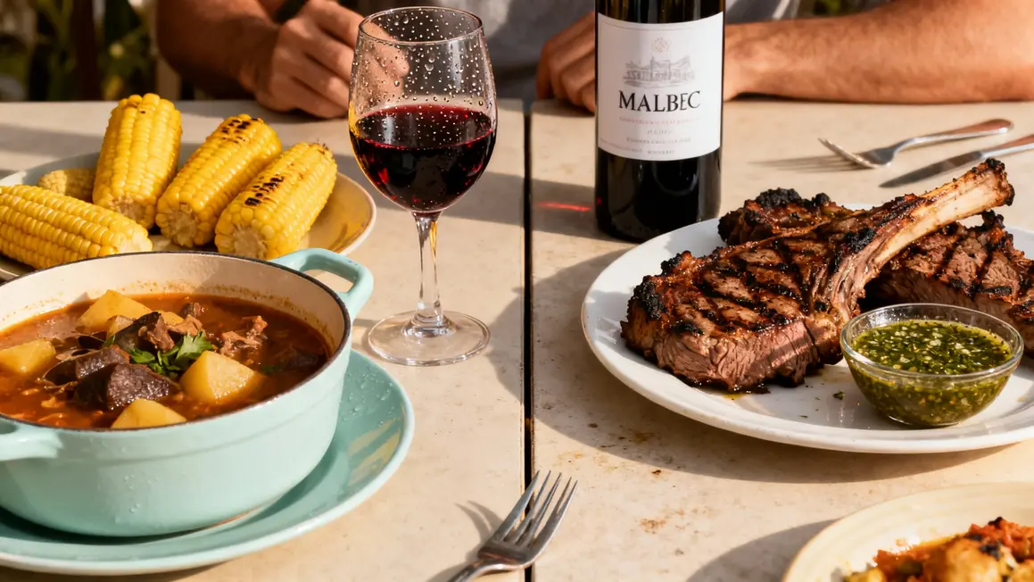 Table spécialités culinaires Chili Argentine