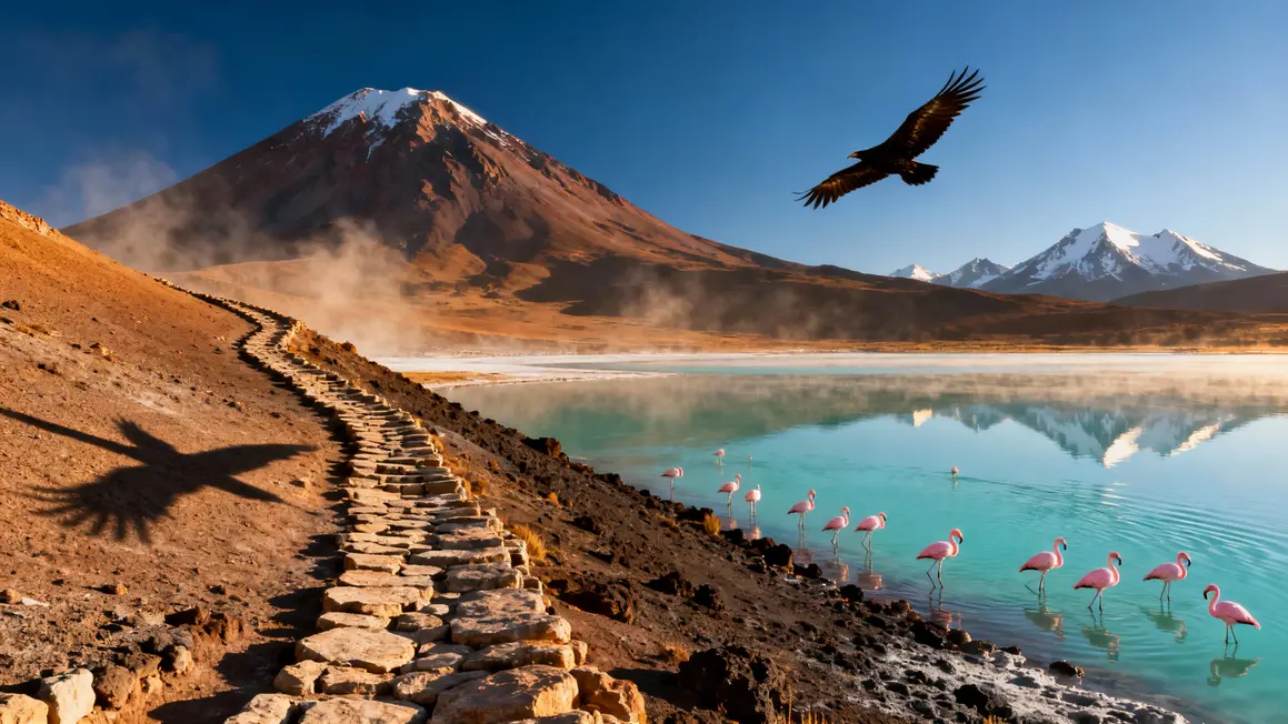 Laguna Verde et crete du Licancabur, faune et traces historiques