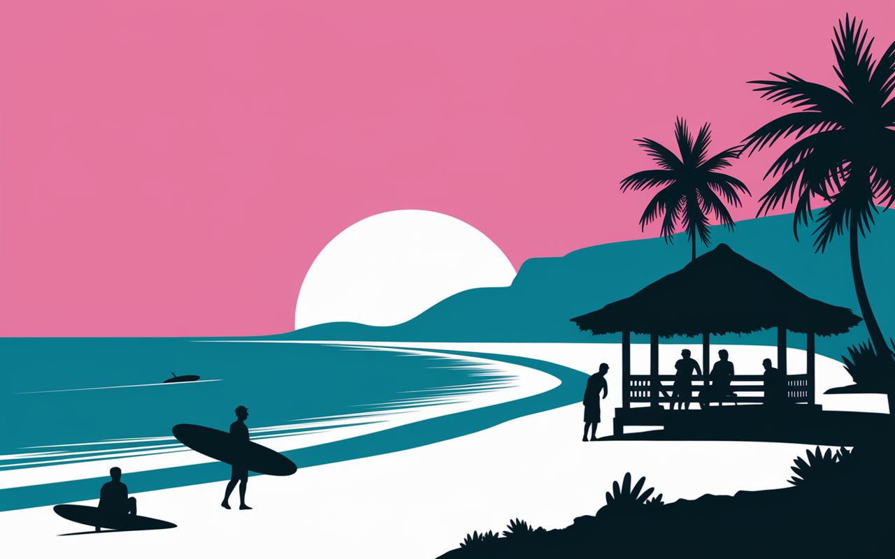 kuta lombok plage sunset silhouettes
