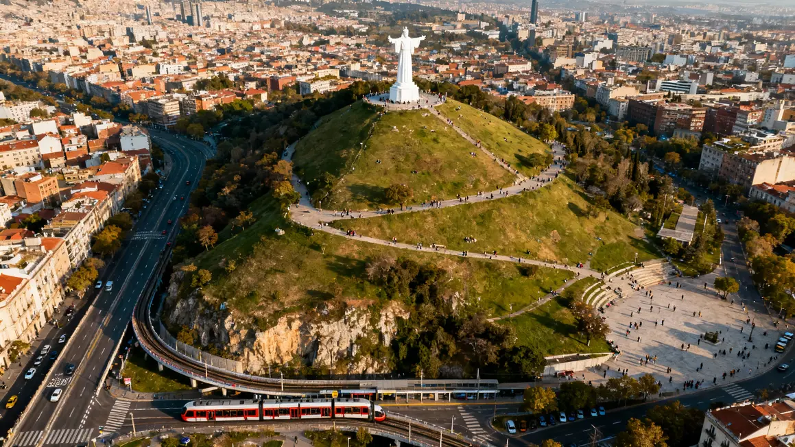 Photo aérienne Cerro San Cristobal quartiers Santiago