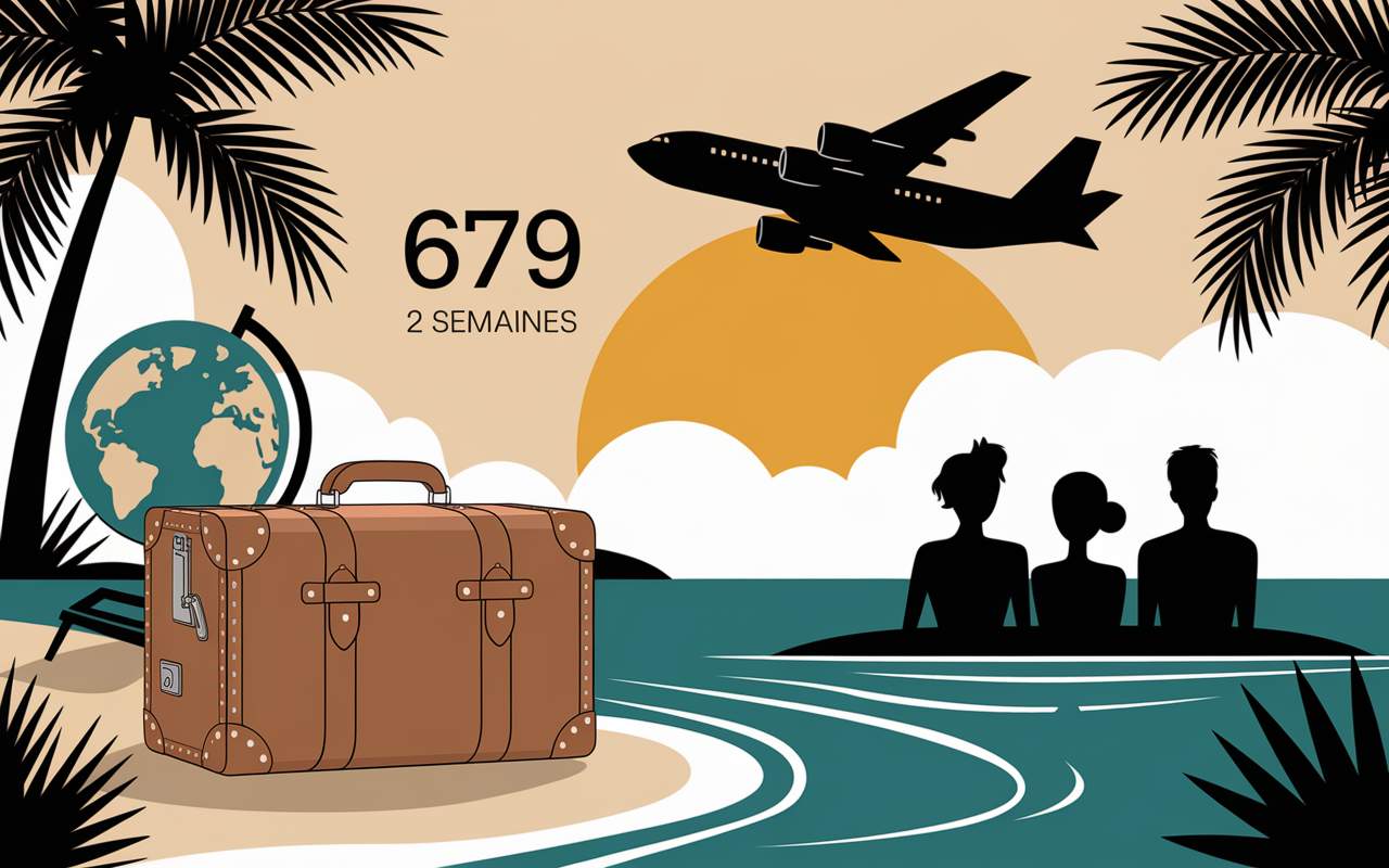 Scène tropicale valise globe destination soleil pas cher en hiver