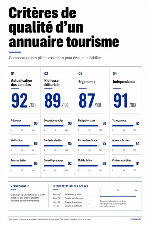 Infographie des critères de sélection pour un annuaire tourisme de qualité