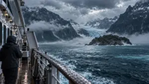 Croisiere patagonie chili argentine : fjords et glacier depuis le pont du navire